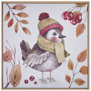 Beliani Canvas Art Print Multicolour 63 x 63 cm Bird Pattern Square Shape MDF Frame Eclectic Modern Living Room Hallway Material:Polyester Size:5x63x63