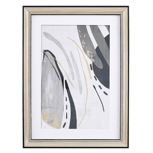 Beliani Framed Wall Art Grey Print Brass Frame 30 x 40 cm Passe-Partout Abstract Simple Minimalist Material:Paper Size:5x40x30