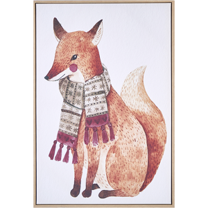 Beliani Canvas Art Print Brown MDF Frame 93 x 63 cm Modern Motif Fox Animal for Kids Material:Polyester Size:5x93x63