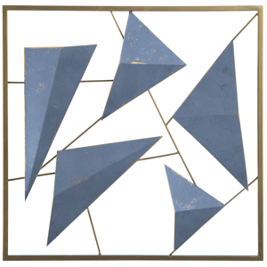 Beliani Wall Decor 3D Geometric Blue and Gold Metal Wall Art Modern Coastal Style Material:Metal Size:4x50x50