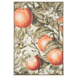 Beliani Framed Canvas Wall Art Green and Orange 63 x 93 cm Oranges Fruit Motif Wall Décor for Living Room Bedroom Material:Polyester Size:5x93x63