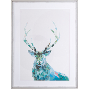 Beliani Framed Wall Art Deer Print Blue with White Frame 60 x 80 cm Distressed Minimalist Scandinavian Design Material:Paper Size:5x80x60