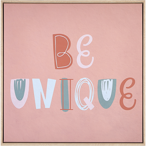 Beliani Canvas Art Print Pink 63 x 63 cm Text Pattern Square Shape MDF Frame Eclectic Modern Living Room Hallway Material:Polyester Size:5x63x63