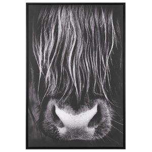 Beliani Canvas Art Print Black 93 x 63 cm Bull Polyester and MDF Frame Modern Material:Polyester Size:5x93x63