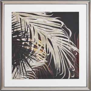 Beliani Framed Wall Art Gold and Brown Print on Paper 60 x 60 cm Botanical Palm Leaf Theme Material:Paper Size:4x60x60