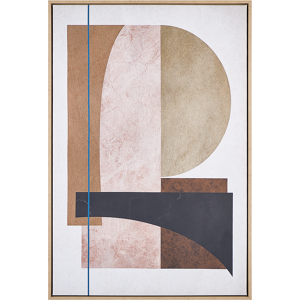 Beliani Canvas Art Print Pink 93 x 63 cm Abstract Shapes Geometric MDF Frame Eclectic Modern Living Room Hallway Material:Polyester Size:5x93x63