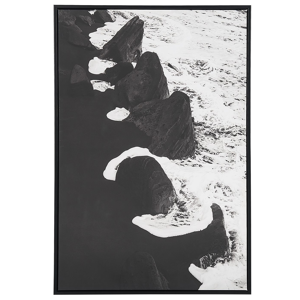 Beliani Framed Wall Art Black and White Canvas 63 x 93 cm Maritime Motif Framed Minimalist Modern Material:Polyester Size:5x93x63