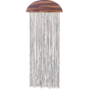 Beliani Wall Hanging Decoration Dark Wood White Poplar Wood Cotton 37 x 4 x 92 cm Art Accent Piece Industrial Material:Poplar Wood Size:4x92x37