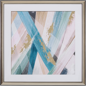 Beliani Framed Wall Art Multicolour Print on Paper 60 x 60 cm Passe-partout Frame Abstract Theme Material:Paper Size:4x60x60