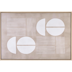 Beliani Canvas Art Print Beige 93 x 63 cm Abstract Shapes Geometric MDF Frame Eclectic Modern Living Room Hallway Material:Polyester Size:5x63x93