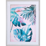 Beliani Framed Wall Art Blue and Pink Print on Paper 60 x 80 cm Passe-Partout Frame Botanical Theme Material:Paper Size:5x80x60