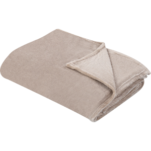 Beliani Blanket Beige Polyester 150 x 200 cm Soft Pile Bed Throw Cover Home Accessory Modern Design Material:Polyester Size:x1x150