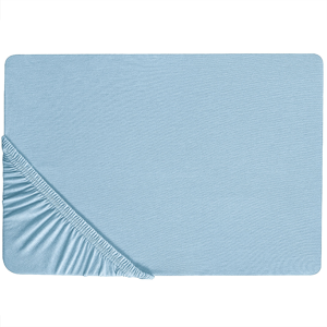 Beliani Fitted Sheet Blue Cotton 160 x 200 cm Solid Pattern Classic Elastic Edging Bedroom Material:Cotton Size:x25x160