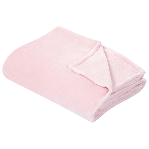 Beliani Blanket Pink Polyester 200 x 200 cm Soft Pile Bed Throw Cover Home Accessory Modern Design Material:Polyester Size:x1x200