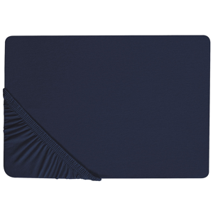 Beliani Fitted Sheet Navy Blue Cotton 90 x 200 cm Solid Pattern Classic Elastic Edging Bedroom Material:Cotton Size:x25x90