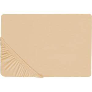 Beliani Fitted Sheet Sand Beige Cotton 140 x 200 cm Elastic Edging Solid Pattern Classic Style for Bedroom Material:Cotton Size:x30x140