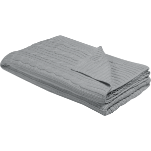 Beliani Blanket Grey Cotton 110 x 180 cm Bed Throw Boho Material:Cotton Size:x1x110