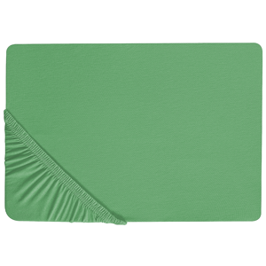 Beliani Fitted Sheet Green Cotton 140 x 200 cm Elastic Edging Solid Pattern Classic Style for Bedroom Material:Cotton Size:x30x140