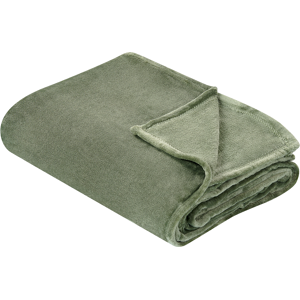 Beliani Blanket Green Polyester 150 x 200 cm Soft Pile Bed Throw Cover Home Accessory Modern Design Material:Polyester Size:x1x150