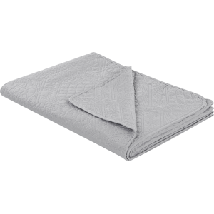 Beliani Bedspread Grey Polyester Fabric 160 x 220 cm Embossed Pattern Decorative Throw Bedding Classic Design Bedroom Material:Polyester Size:x0.6x160