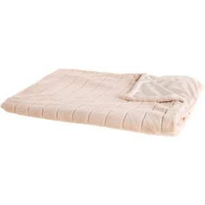 Beliani Blanket Pink Polyester Fabric 180 x 220 cm Bed Throw Minimalist Living Room Decoration Material:Polyester Size:x2x180