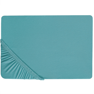 Beliani Fitted Sheet Turquoise Cotton 160 x 200 cm Solid Pattern Classic Elastic Edging Bedroom Material:Cotton Size:x25x160