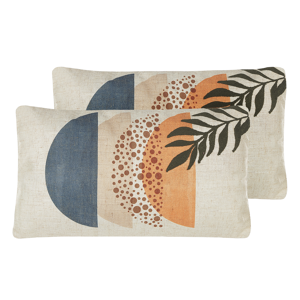 Beliani Set of 2 Decorative Cushions Multicolour Polyester Blend 30 x 50 cm Abstract Pattern Paint Print Pillow Decor Accessories Material:Polyester Size:50x10x30