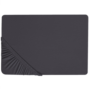 Beliani Fitted Sheet Black Cotton 160 x 200 cm Solid Pattern Classic Elastic Edging Bedroom Material:Cotton Size:x25x160