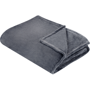 Beliani Blanket Grey Polyester 200 x 220 cm Soft Pile Bed Throw Cover Home Accessory Modern Design Material:Polyester Size:x1x200