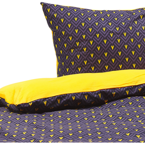 Beliani Duvet Cover and Pillowcase Set Dark Blue and Yellow Cotton Blend 135 x 200 cm Modern Bedroom Material:Cotton Size:xx