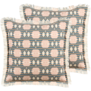 Beliani Set of 2 Decorative Cushions Multicolour Cotton Polyester 60 x 60 cm Geometric Abstract Pattern Print Modern Decor Accessories Material:Polyester Size:60x4x60