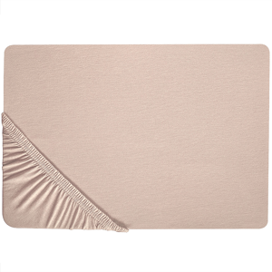 Beliani Fitted Sheet Beige Cotton 90 x 200 cm Solid Pattern Classic Elastic Edging Bedroom Material:Cotton Size:x25x90