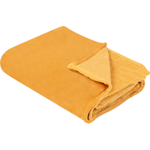 Beliani Blanket Orange Polyester 150 x 200 cm Soft Pile Bed Throw Cover Home Accessory Modern Design Material:Polyester Size:x1x150