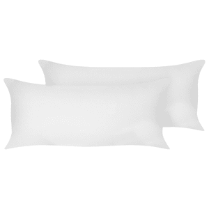 Beliani 2 Bed Pillows White Lyocell Japara Cotton Rectangular 40 x 80 cm Polyester Filling High Profile Sleeping Cushion Bedroom Material:Lyocell Size:40x8x80