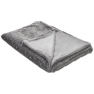 Beliani Blanket Grey Polyester 150 x 200 cm Bedspread Throw Golden Star Pattern Living Room Bedroom Material:Polyester Size:x1x150