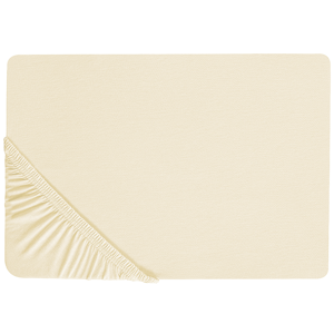 Beliani Fitted Sheet Beige Cotton 140 x 200 cm Elastic Edging Solid Pattern Classic Style for Bedroom Material:Cotton Size:x30x140