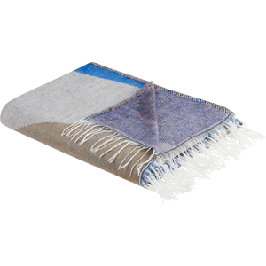 Beliani Blanket Multicolour Acrylic and Polyester 130 x 170 cm Bed Throw Abstract Pattern Fringes Bedroom Living Room Material:Acrylic Size:x0.3x130