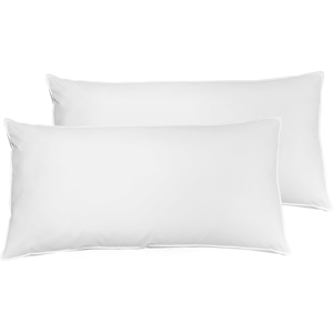 Beliani Set of 2 Bed Pillow White Cotton Duck Down and Feathers 40 x 80 cm High Medium Soft Material:Japara Cotton Size:40x10x80