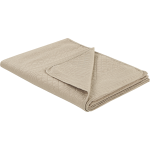 Beliani Bedspread Taupe Polyester Fabric 160 x 220 cm Embossed Pattern Decorative Throw Bedding Classic Design Bedroom Material:Polyester Size:x0.6x160