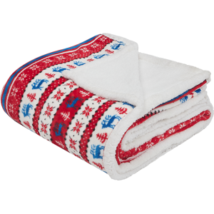 Beliani Blanket Throw Red and Blue Flannel 200 x 220 cm Winter Fluffy Classic Winter Seasonal Sweater Pattern Material:Polyester Size:x2x200