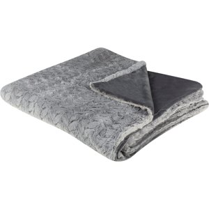 Beliani Blaket Grey Polyester 200 x 220 cm Furry Soft Pile Bed Throw Cover Home Accessory Material:Polyester Size:x1x200