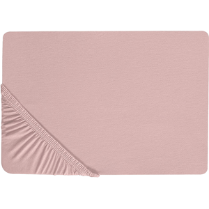 Beliani Fitted Sheet Pink Cotton 160 x 200 cm Solid Pattern Classic Elastic Edging Bedroom Material:Cotton Size:x25x160