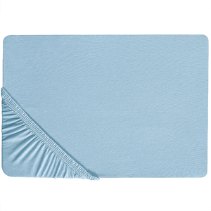 Beliani Fitted Sheet Blue Cotton 200 x 200 cm Solid Pattern Classic Elastic Edging Bedroom Material:Cotton Size:x25x200