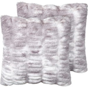 Beliani Set of 2 Throw Pillows Light Grey Faux Fur 45 x 45 cm Soft Fluffy Scatter Cushions Material:Faux Fur Size:45x14x45