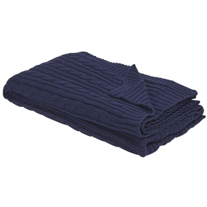 Beliani Blanket Blue Cotton 110 x 180 cm Bed Throw Boho Material:Cotton Size:x1x110