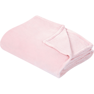 Beliani Blanket Pink Polyester 150 x 200 cm Soft Pile Bed Throw Cover Home Accessory Modern Design Material:Polyester Size:x1x150