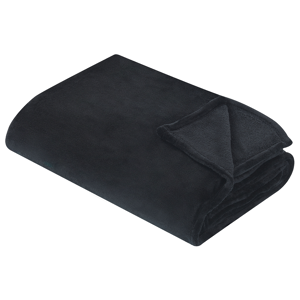 Beliani Blanket Black Polyester 150 x 200 cm Soft Pile Bed Throw Cover Home Accessory Modern Design Material:Polyester Size:x1x150