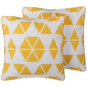 Beliani Set of 2 Decorative Cushions Yellow Triangles 45 x 45 cm Geometric Pattern Modern Minimalist Decor Accessories Material:Polyester Size:45x12x45