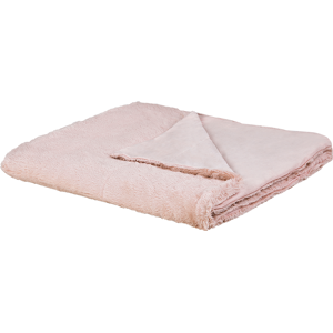 Beliani Blanket Throw Bedspread Pink Plush 180 x 200 cm Fluffy Bedroom Material:Polyester Size:x2x180