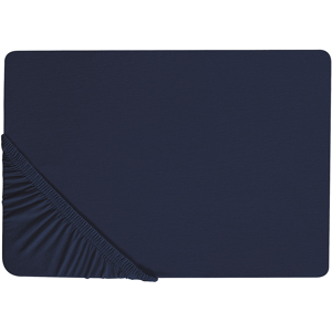 Beliani Fitted Sheet Navy Blue Cotton 200 x 200 cm Solid Pattern Classic Elastic Edging Bedroom Material:Cotton Size:x25x200